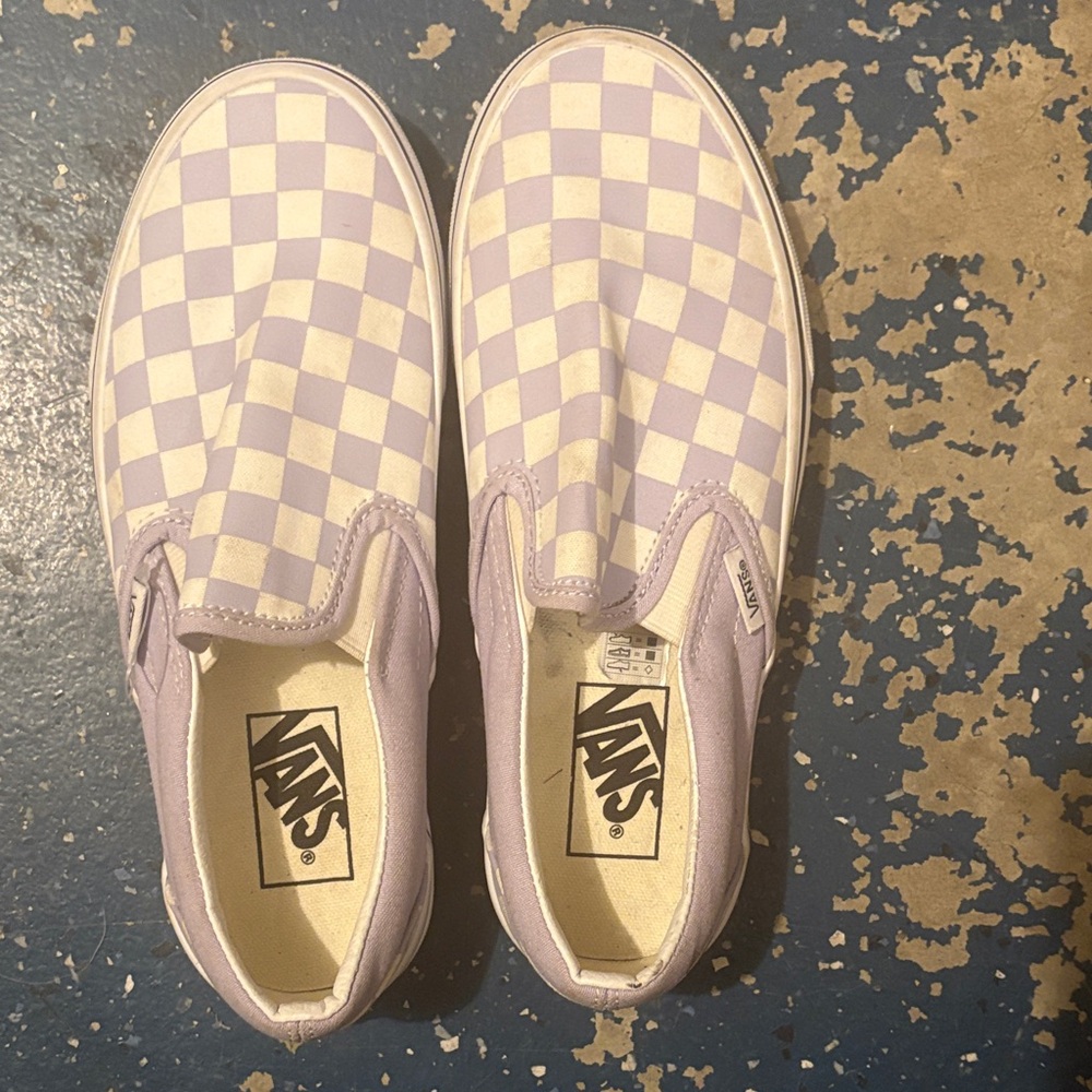 Vans Kids Slip-On Sneakers - Lavender and White Checkered